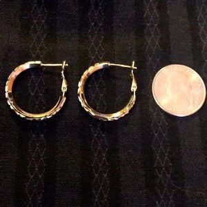 14 Karat Diamond cut hoop earrings